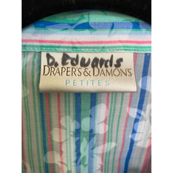 Vintage‎ Drapers & Damons Womens Button-Up Striped Floral Short-Sleeve Shirt - Picture 3 of 5